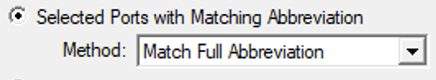 1. Selected Ports with 
Matching Abbreviation 