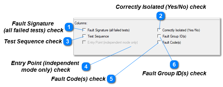 Desktop Insertion Report Setup - Columns Controls
