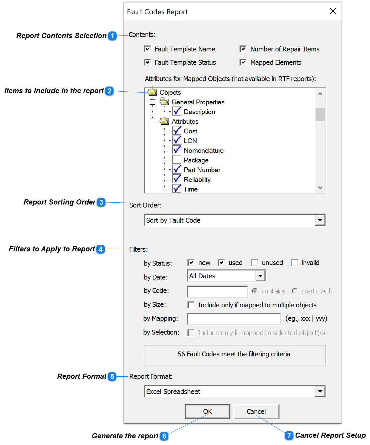 Fault Codes Report Setup - EXCEL