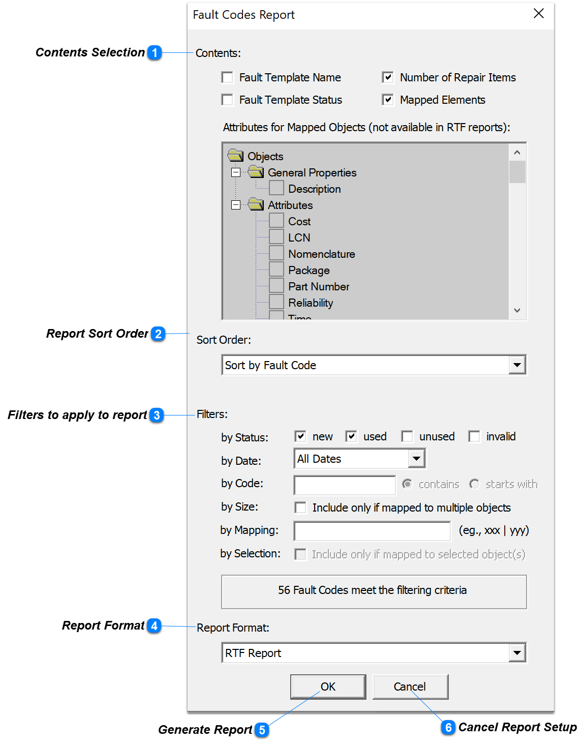 Fault Codes Report Setup - RTF