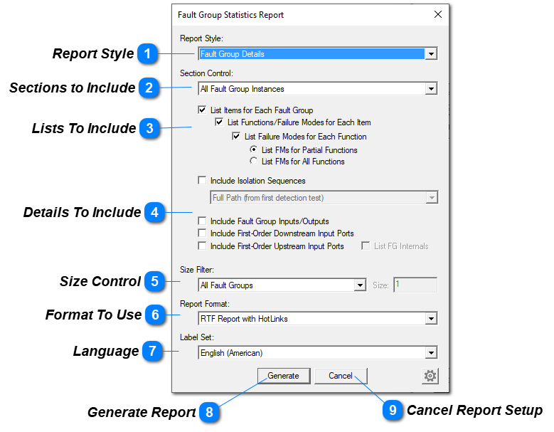 Fault Group Statistics Report Setup