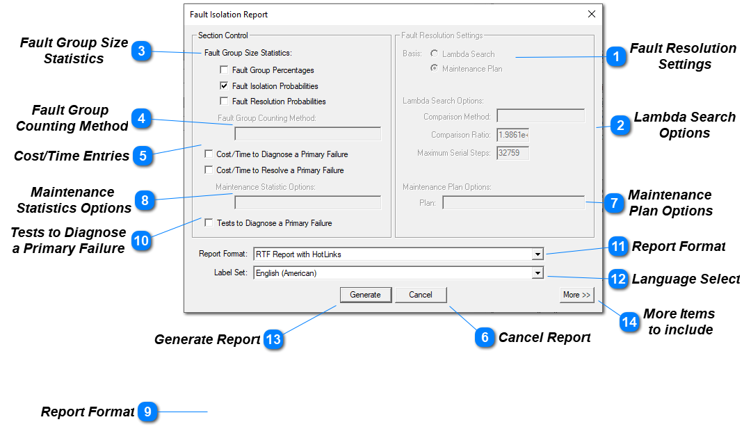 Fault Isolation Report Setup