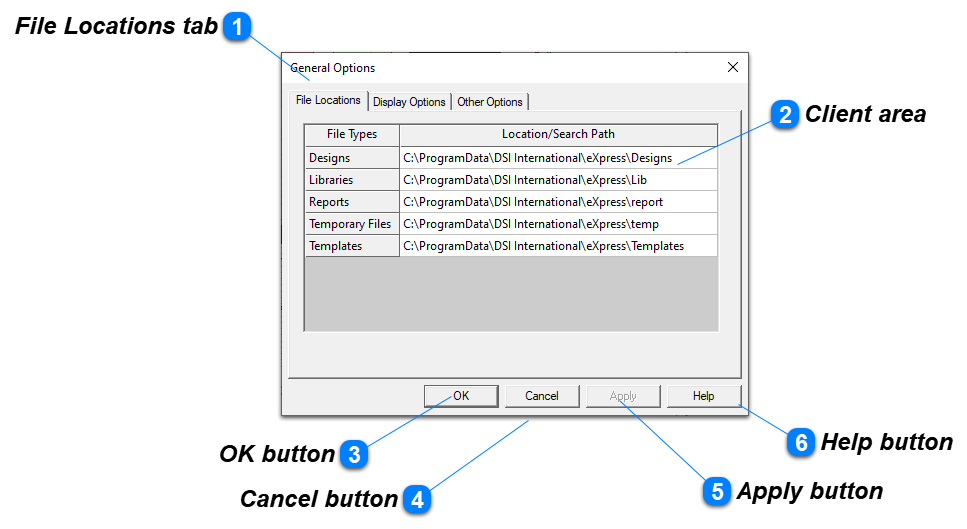 General Options windows_File Locations